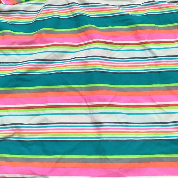 NEW SO Women's Swim Tankini Top Swimsuit Sz M Teal Pink Striped Halter - Picture 2 of 5